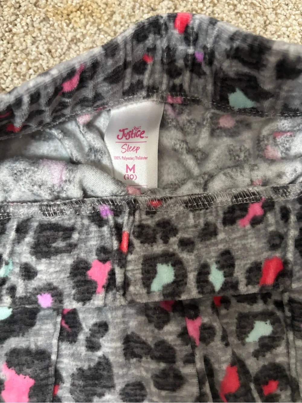 Justice Girls Pajama Sets- Lavender Purple, Gray Leopard, Pink Tie-Dye